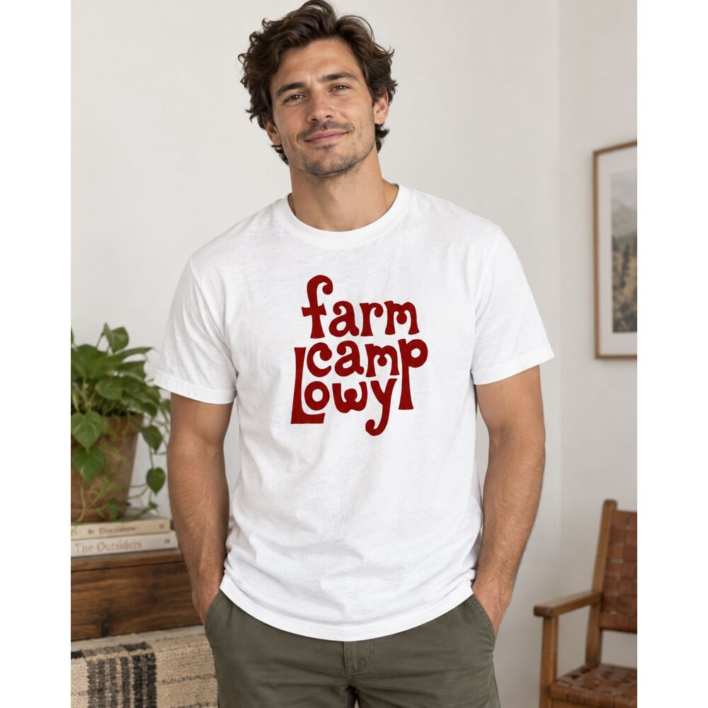 Vintage Farm Camp Lowy White T-Shirt Short Sleeves 1999 Reunion